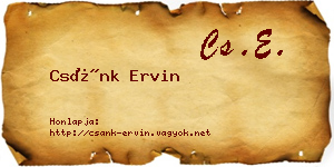 Csánk Ervin névjegykártya